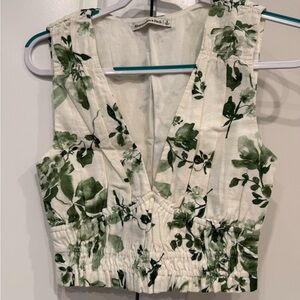 Abercrombie & Fitch Green Floral Crop Top